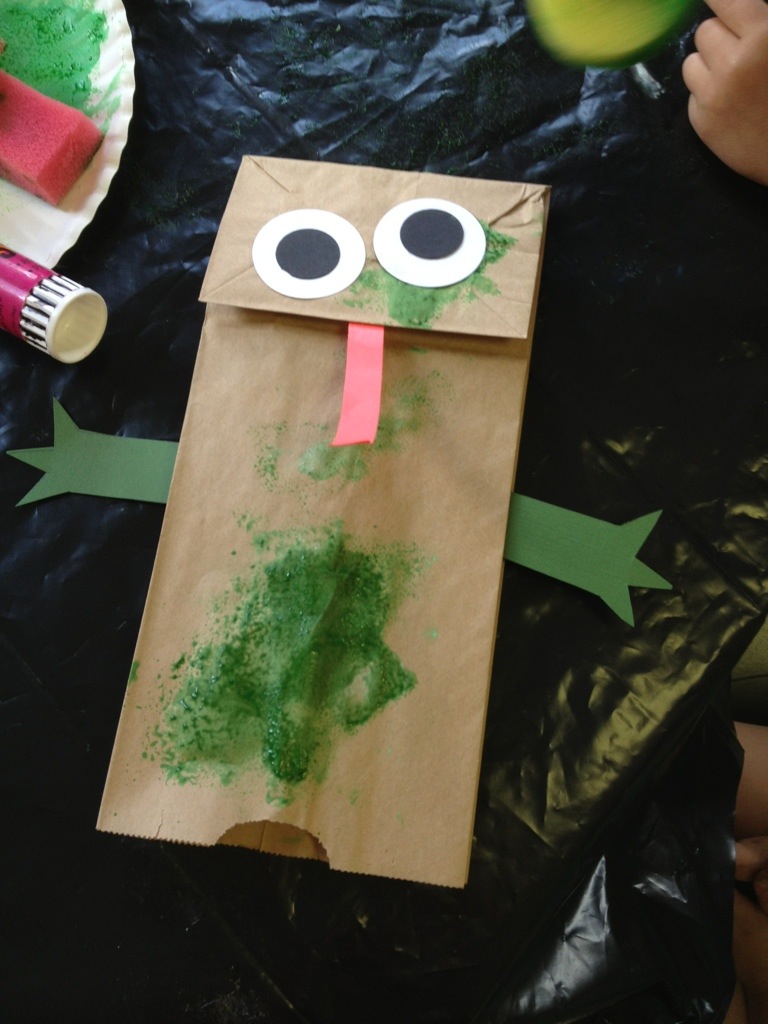 Paper Bag Frog Puppet from Hugs are Fun