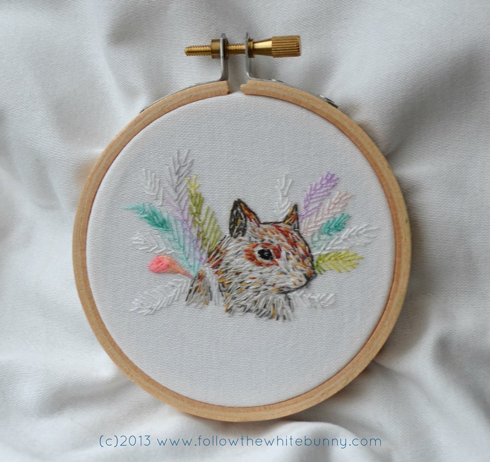 Squirrel embroidery by Follow the White Bunny