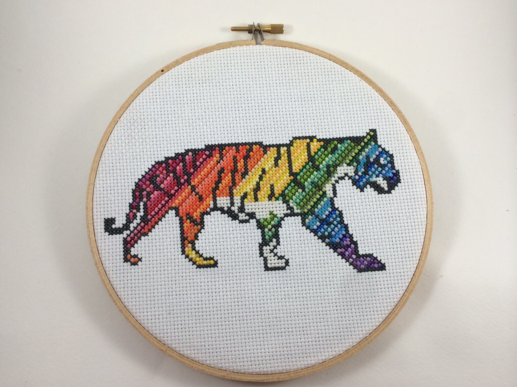 Rainbow Cross Stitch Tiger by Hugs are Fun