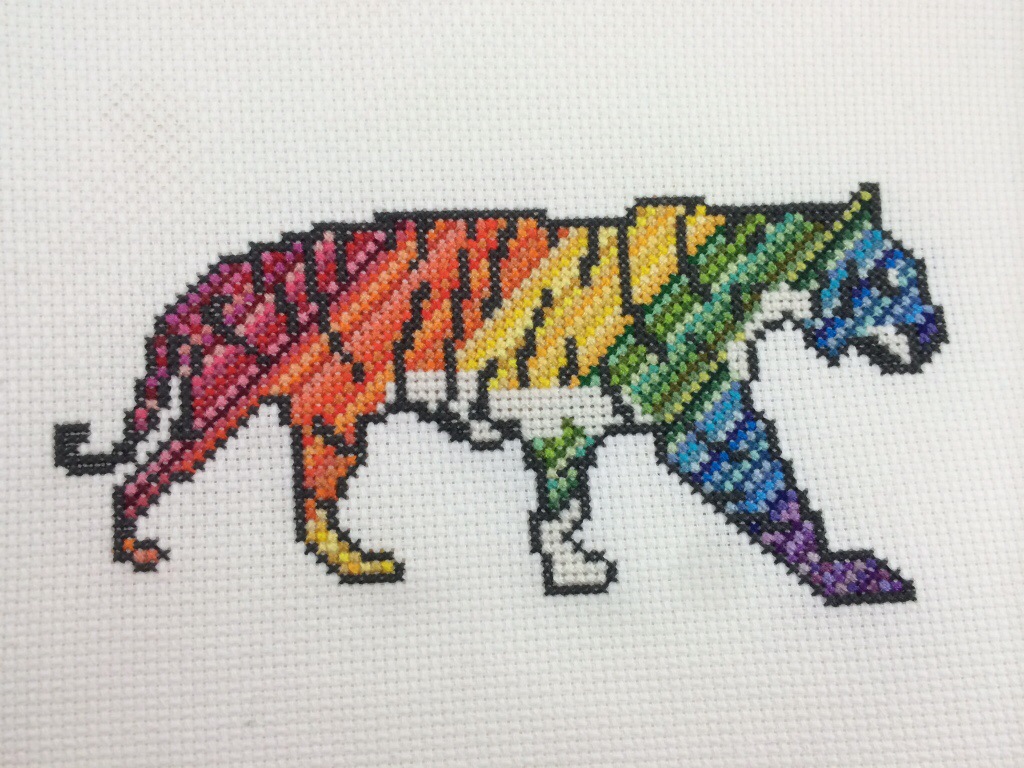 Rainbow Cross Stitch Tiger by Hugs are Fun