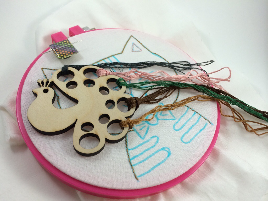 Laser Cut Peacock Embroidery Floss Organizer