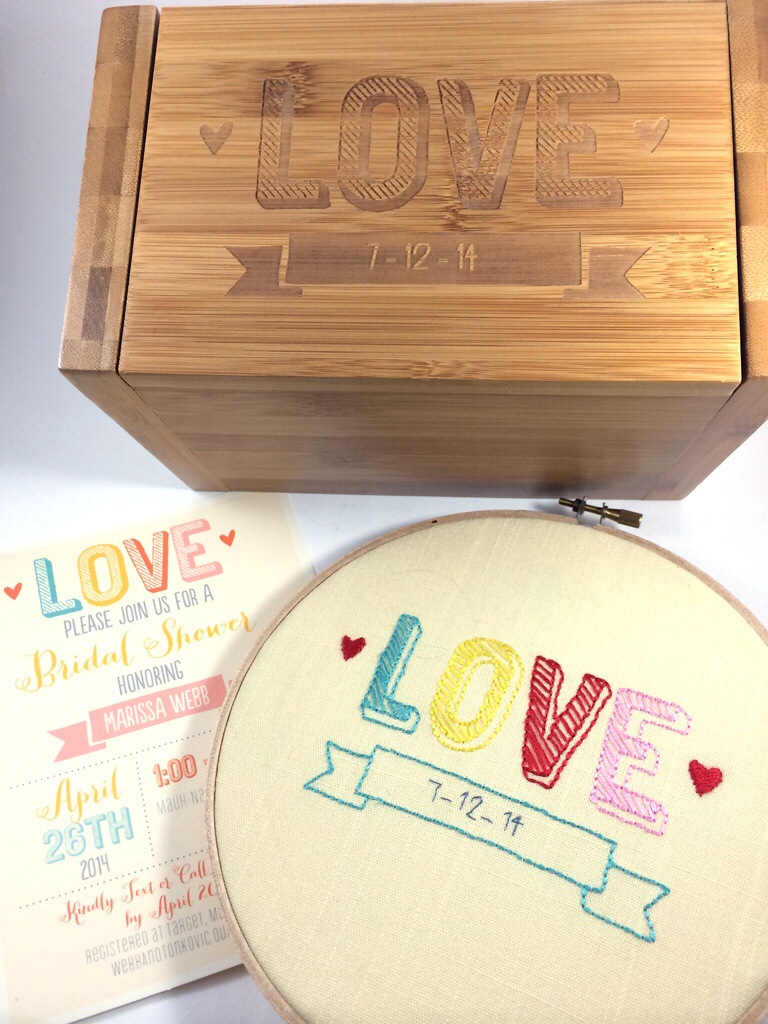 Laser Cut Recipe Box and Matching Embroidery from Hugs are Fun