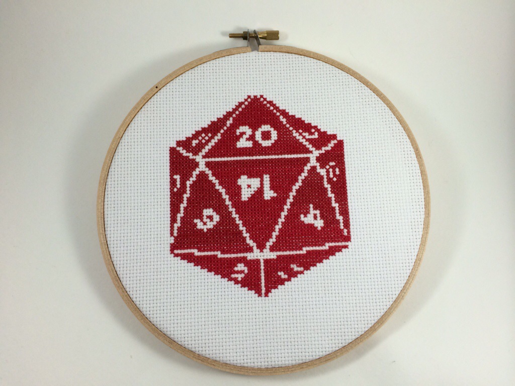20 Sided Die Cross Stitch by Hugs are Fun