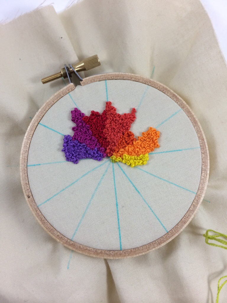 French Knot Color Wheel WIP by Hugs are Fun