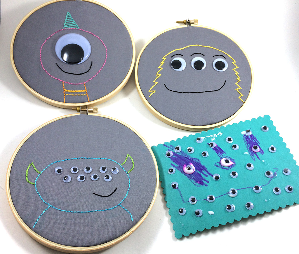 Googly Eye Monster Embroidery by Hugs are Fun