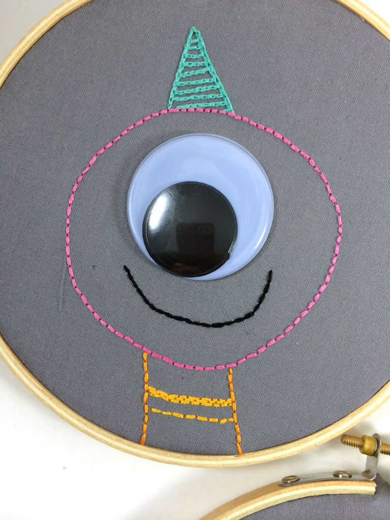 Googly Eye Monster Embroidery by Hugs are Fun