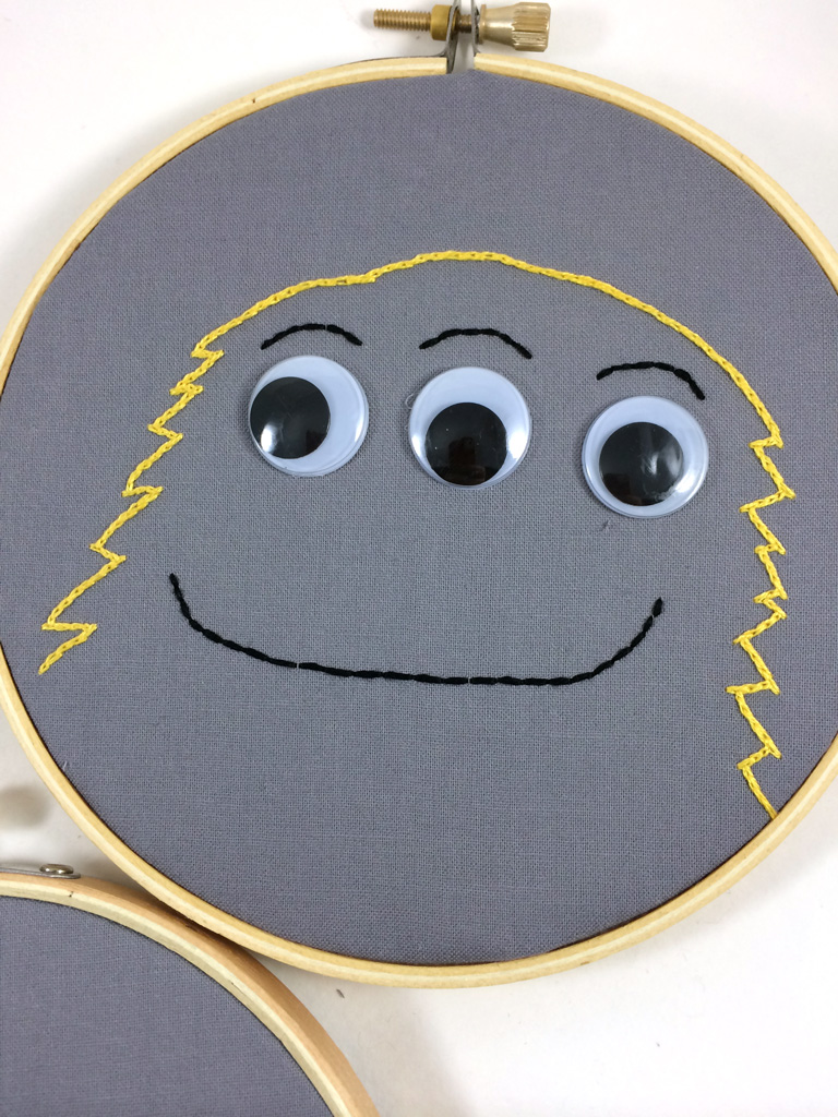 Googly Eye Monster Embroidery by Hugs are Fun