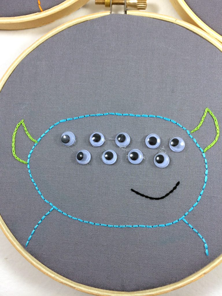 Googly Eye Monster Embroidery by Hugs are Fun