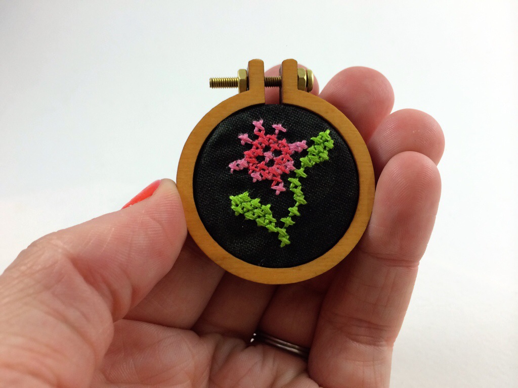 Finished Cross Stitch Pendant! By Hugs are Fun