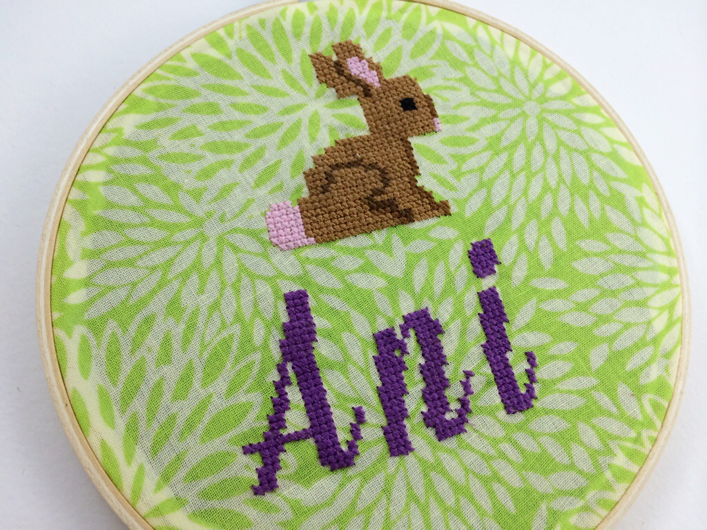 Cross Stitched Name Hoops by Hugs are Fun