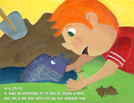Boy and Fish Illustration by Hugs are Fun