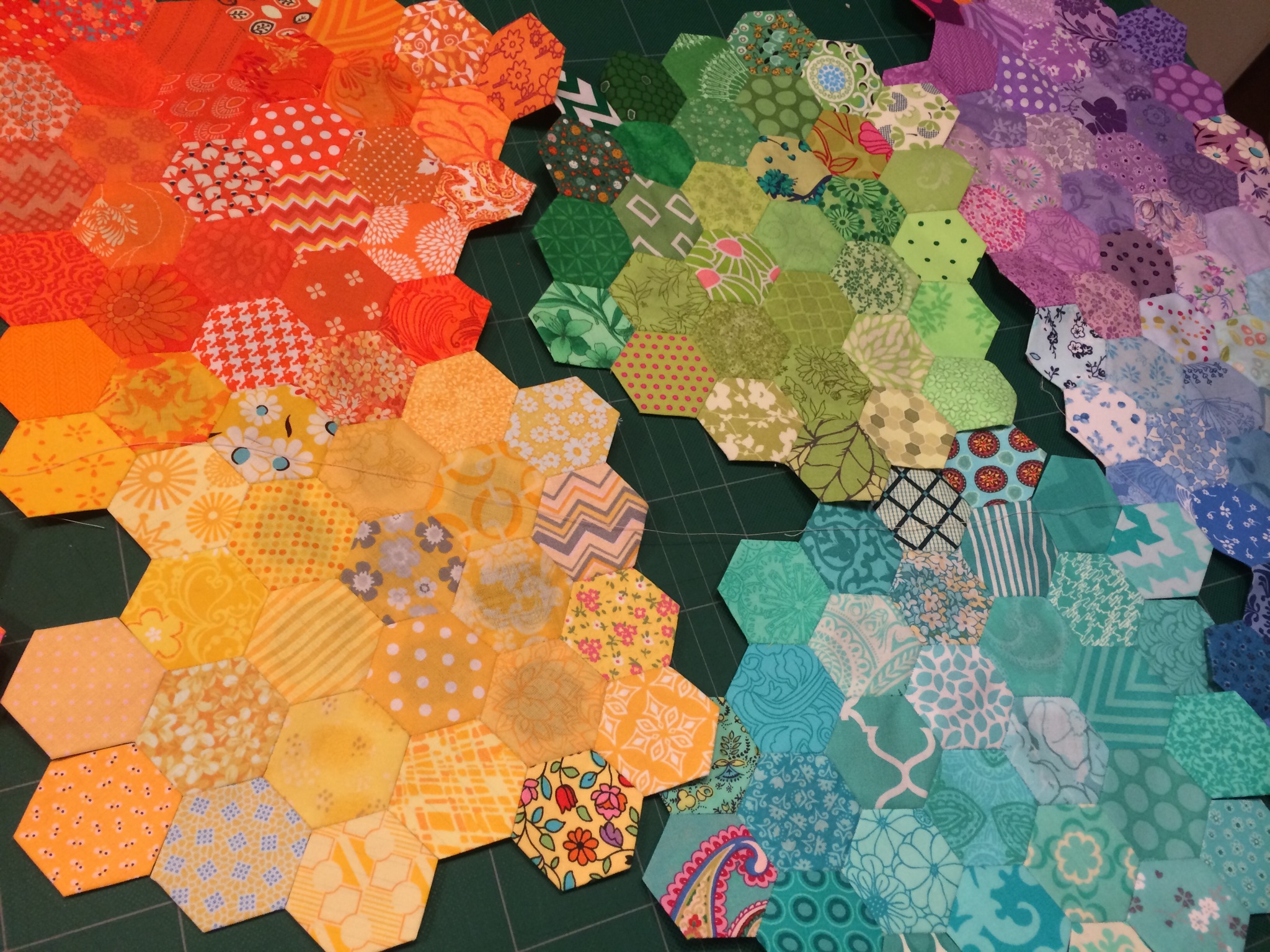A Rainbow of Hexagons by Hugs are Fun