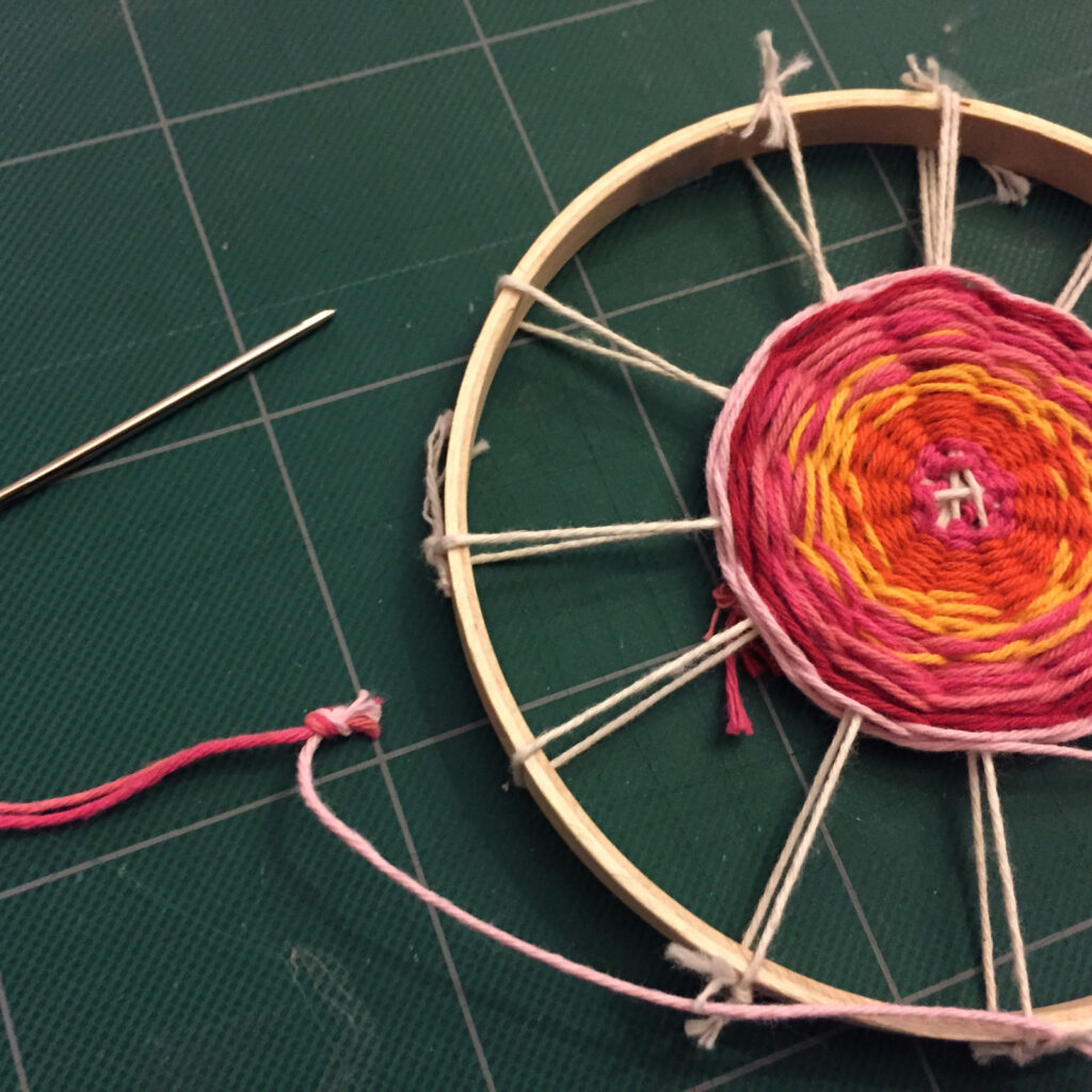 Circular Weaving with Baker's Twine from Hugs are Fun