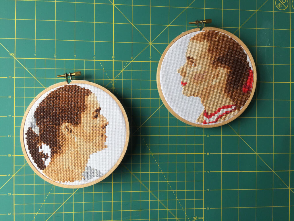 Tonya Harding and Nancy Kerrigan Cross Stitches from Hugs are Fun