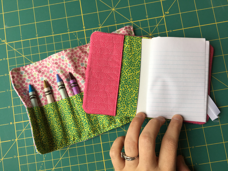 Simple Gift Idea - Mini Composition Books and Crayon Rolls from Hugs are Fun