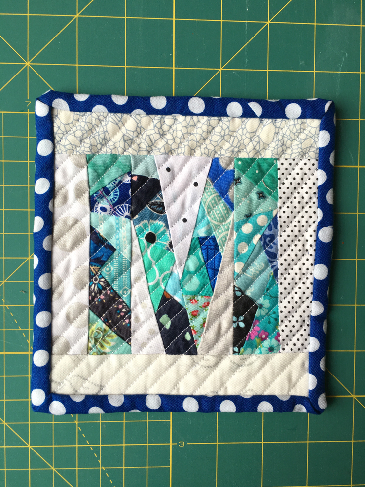 Paper Pieced Monogram Mini Quilts from Hugs are Fun