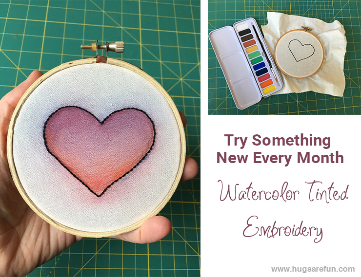 March TSNEM - Watercolor Tinted Embroidery from Hugs are Fun